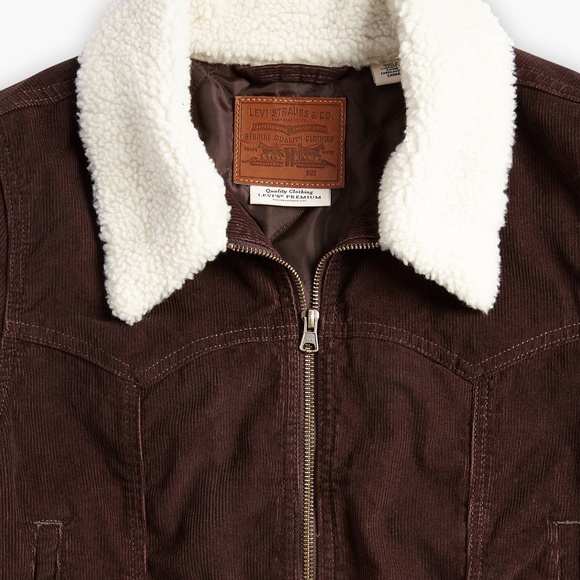 Like-New- Levi's Premium Slim Sherpa Brown Corduroy Trucker Jacket (XS) - Picture 5 of 16